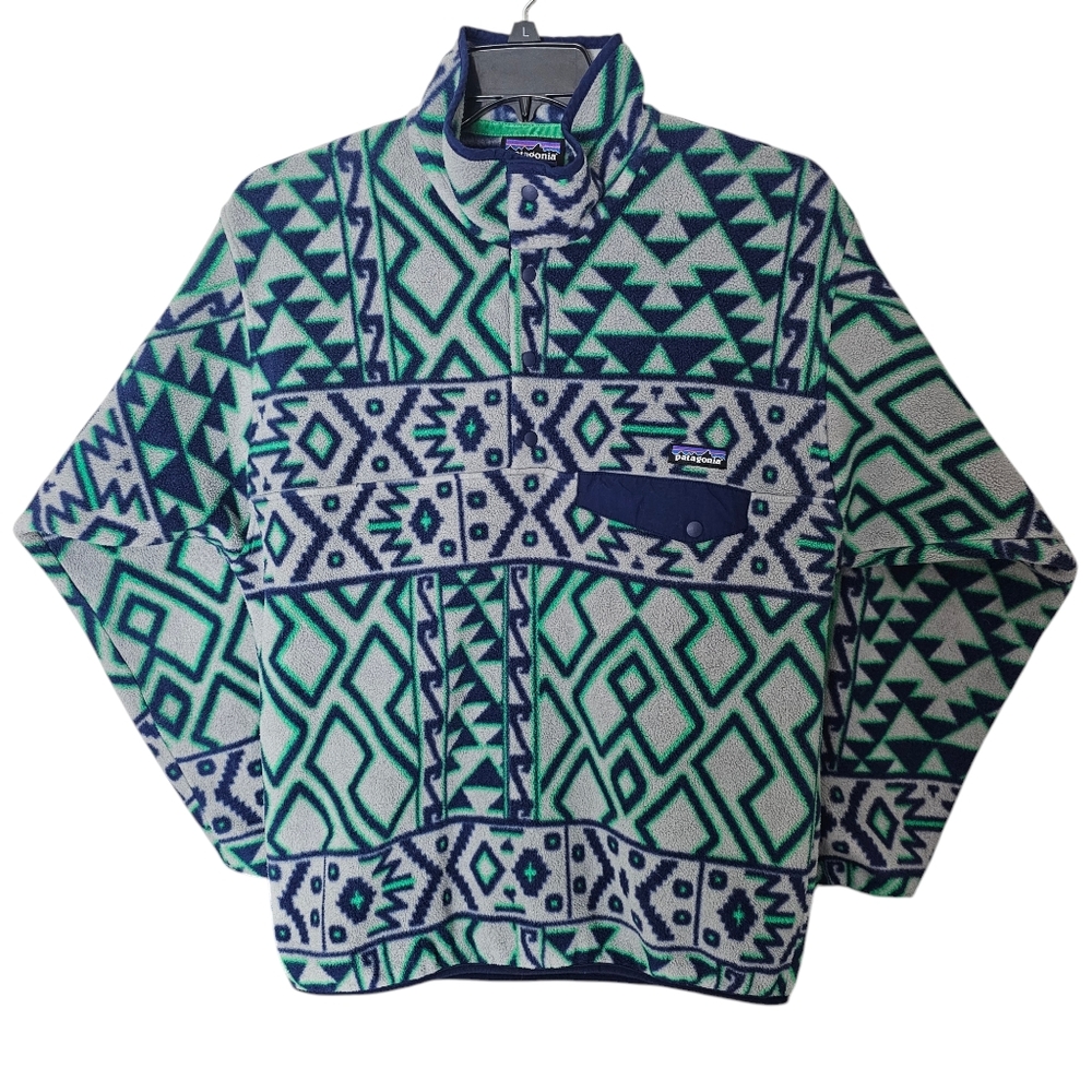 Patagonia‎ Synchilla Mens Snap T Montana Siete Feather Grey Sweater Size Medium